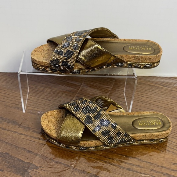 Kenneth Cole reaction Women's Gold Leopard Sandals. Size 6.5. NWOT. - Picture 1 of 6